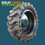 Set of 4, 12x16.5 Telehandler Solid Tires with 8 bolt Rims