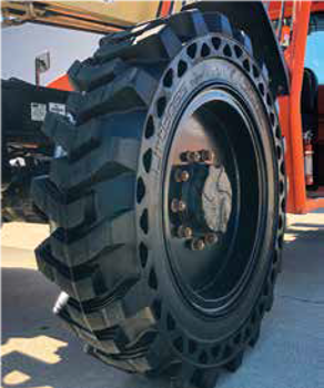 14.00-28 Solid Rubber Telehandler Tires with 10 bolt Rims - Severe Duty